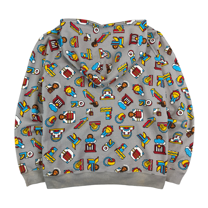 BAPE Baby Milo All Over Full Zip Hoodie Grey (USED) | Vitnage Clothing Store Canada