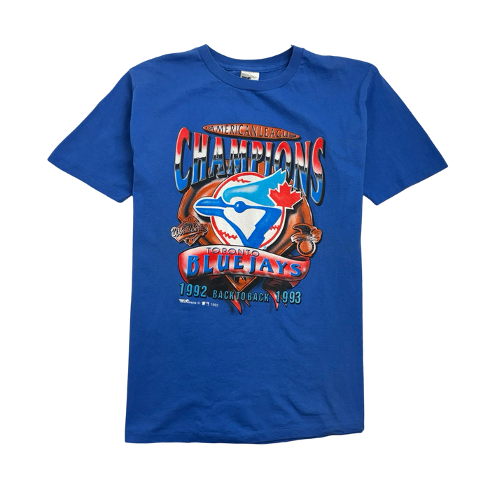 Vintage '93 Toronto Blue Jays Back To Back Championship Tee Blue | Vitnage Clothing Store Canada