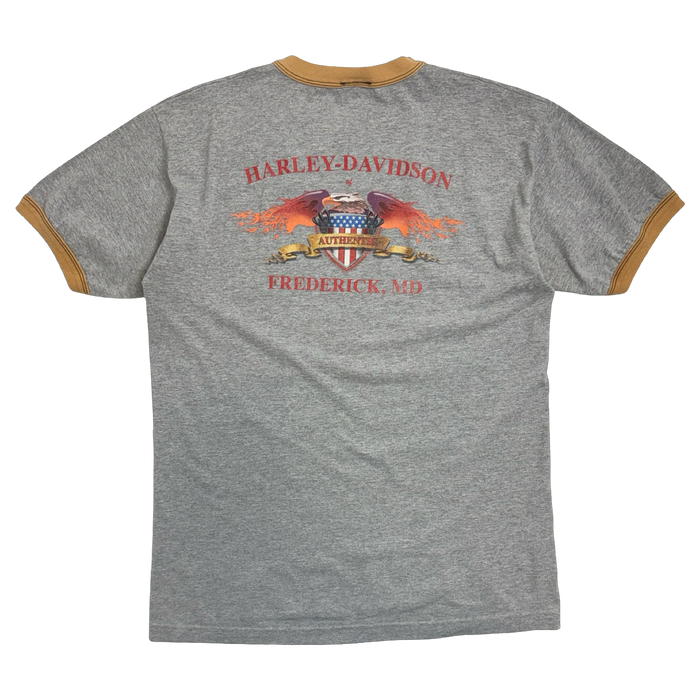 Vintage 2000s Harley Davidson USA Eagle Ringer Tee Grey | Vitnage Clothing Store Canada
