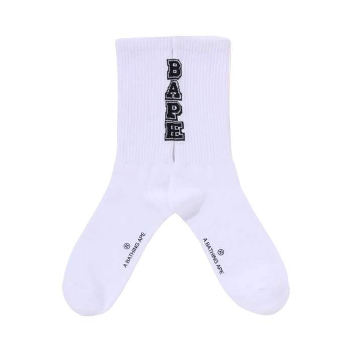 BAPE Vertical Spell Out Socks White | Vitnage Clothing Store Canada