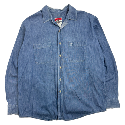 Vintage Marlboro Dark Blue Denim Button Up | Vintage Clothing Store Canada