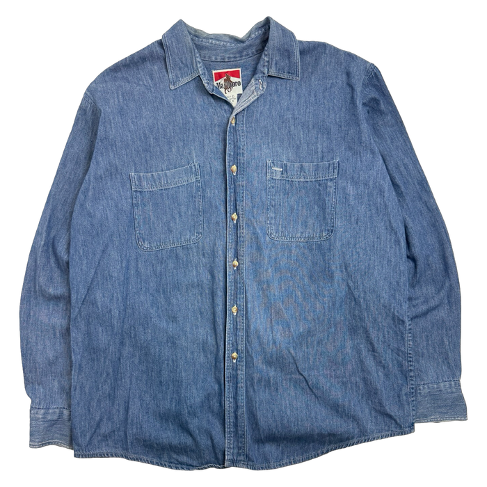 Vintage Marlboro Dark Blue Denim Button Up | Vitnage Clothing Store Canada
