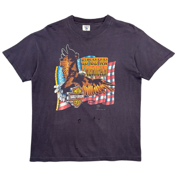 Vintage Harley Davidson Proud To Be American Tee Black