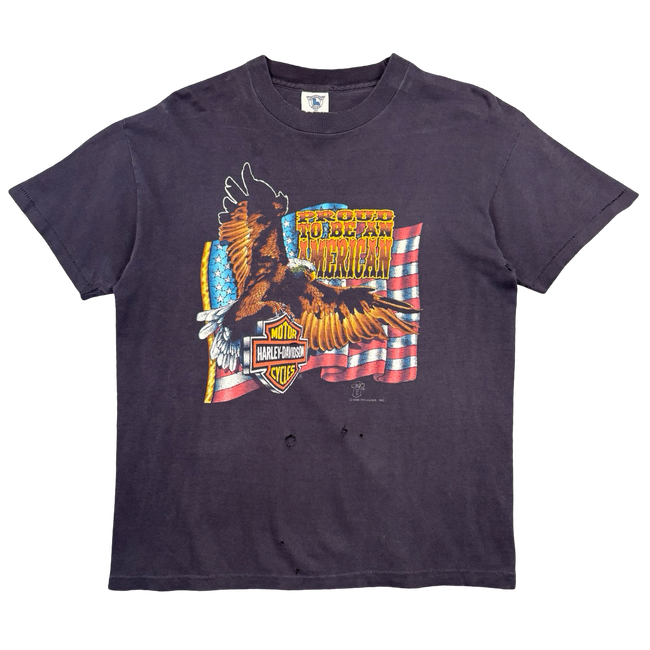 Vintage Harley Davidson Proud To Be American Tee Black
