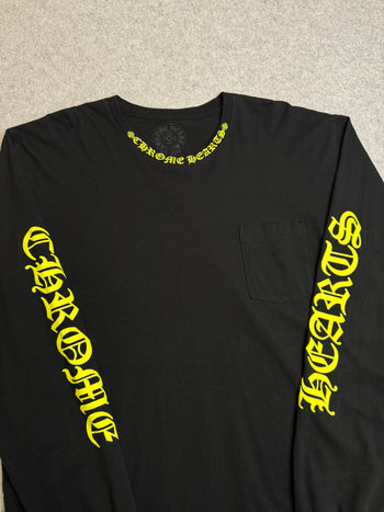 Chrome Hearts Neck Script Logo L/S Tee Black/Yellow