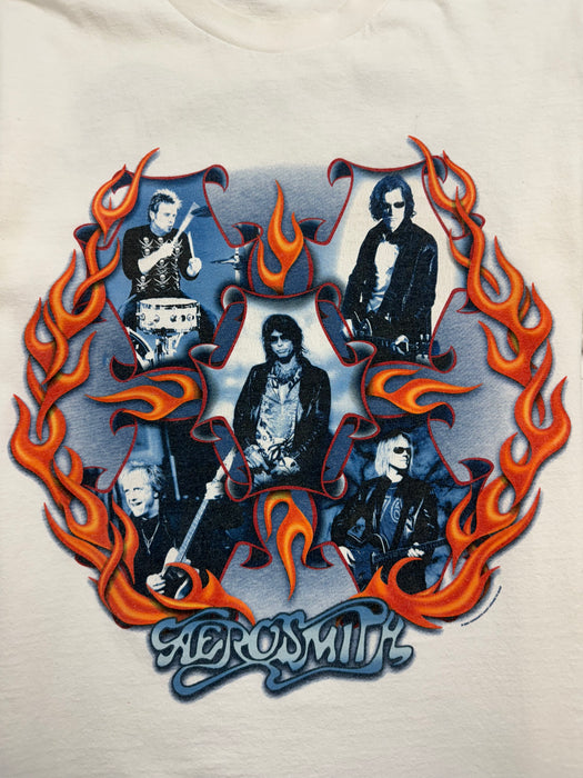 (S) Vintage 2000s Aerosmith Band Tee White | Vitnage Clothing Store Canada