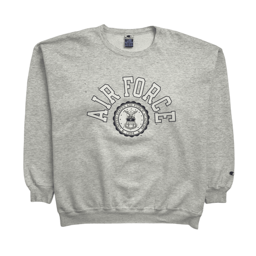 (XL) Vintage Champion USA Air Force Sweatshirt Grey | Vintage Clothing Store Canada