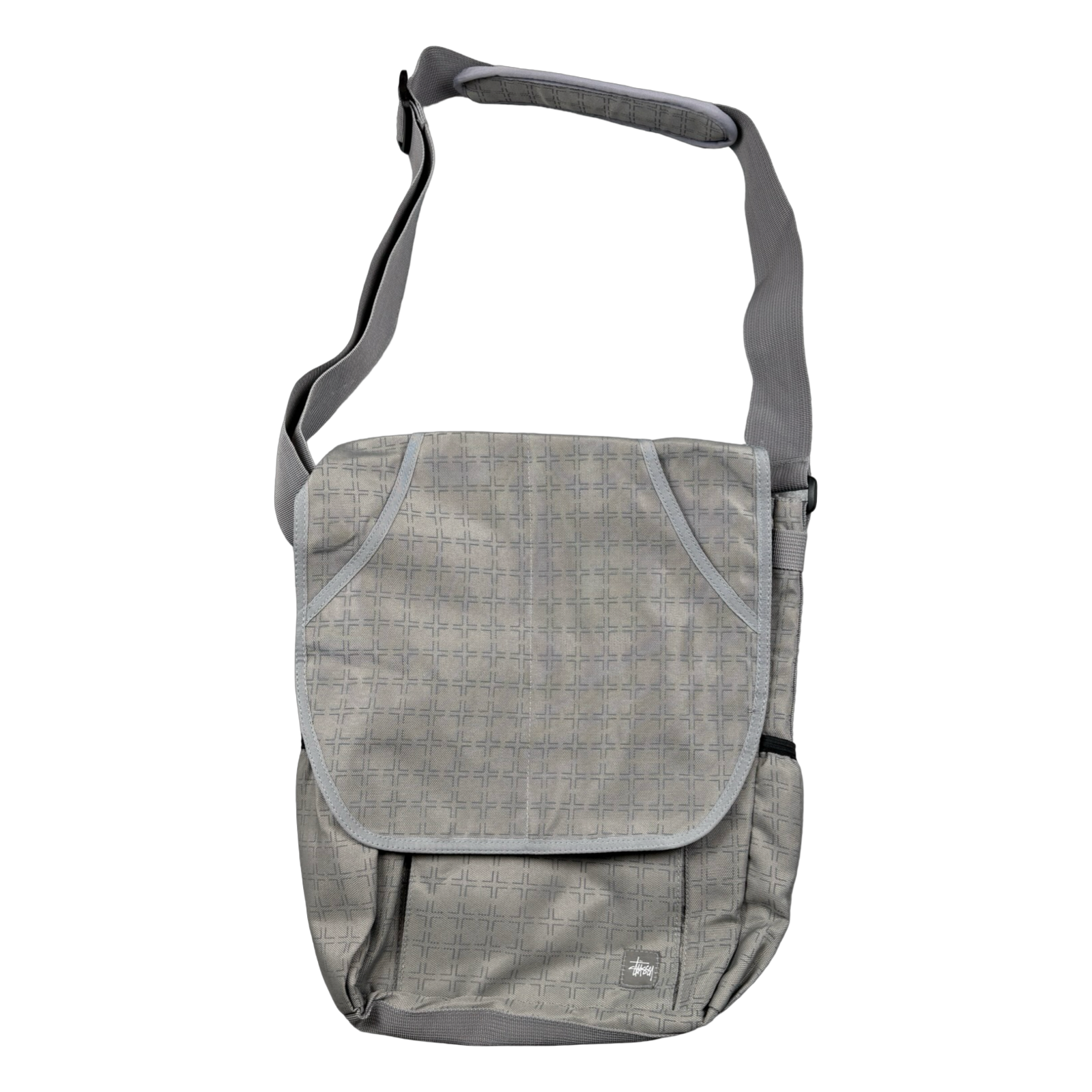Vintage Stussy Boston Grid Messenger Bag Grey