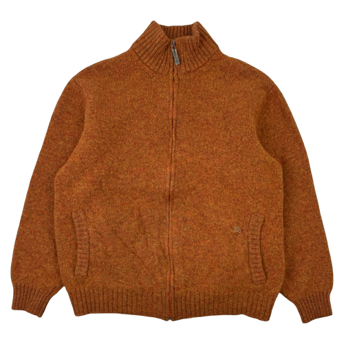 Womens Vintage Burberry Wool Zip Up Sweater Orange | Vintage Clothing Store Canada