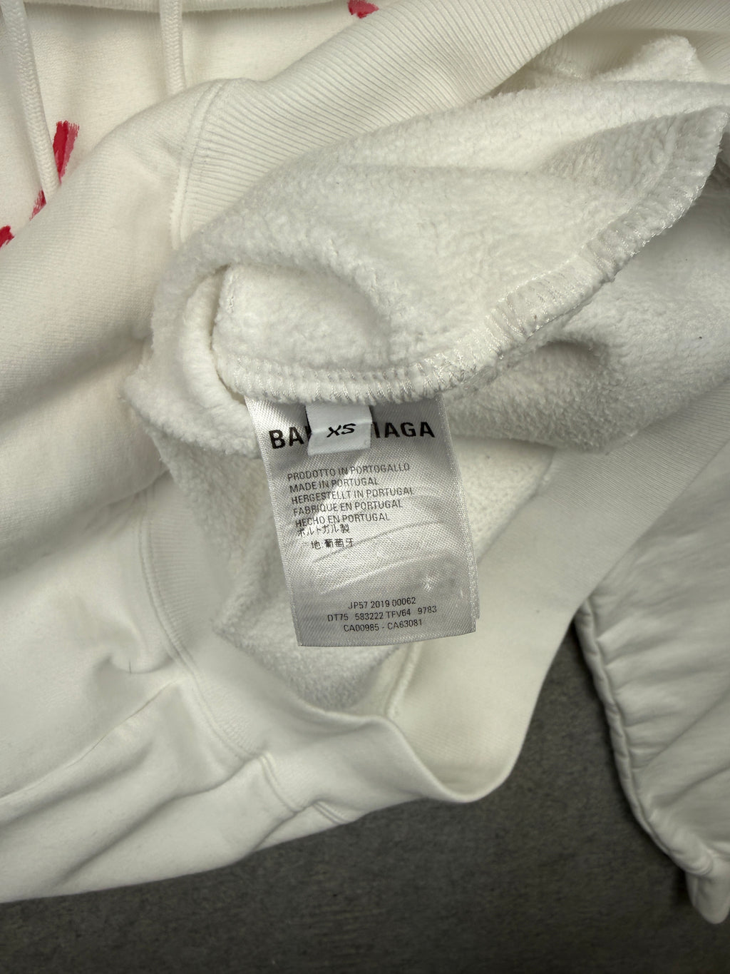 Balenciaga Cursive Logo Hoodie White (USED)