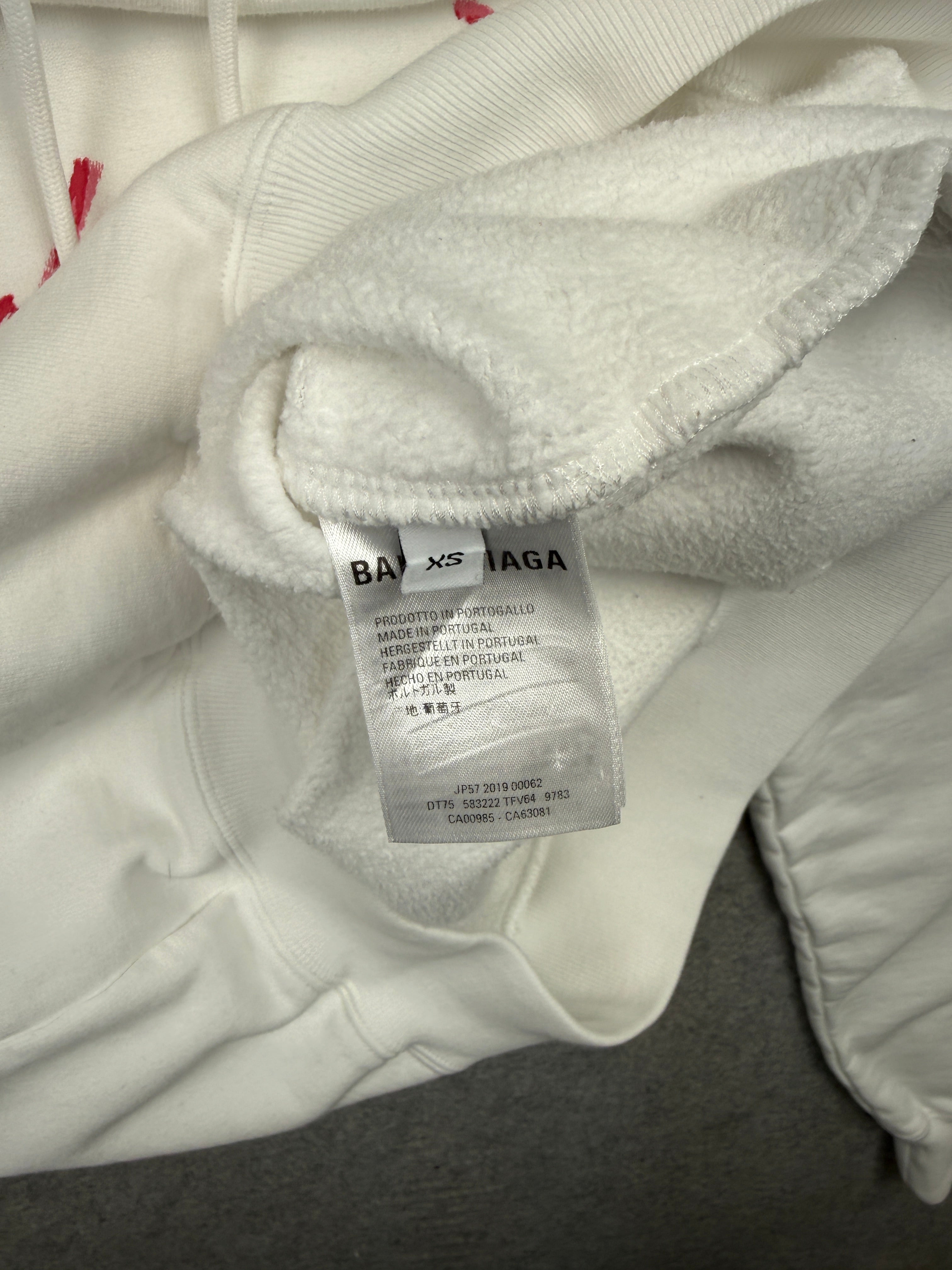 Balenciaga Cursive Logo Hoodie White (USED)