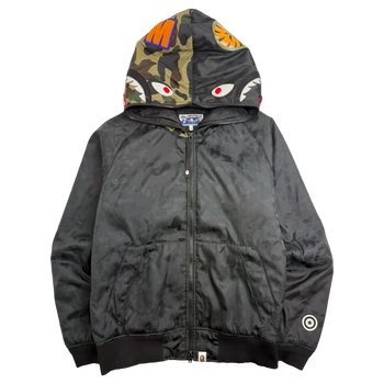 BAPE Shark Insulated Full Zip Jacket Mono Camo Black (USED)