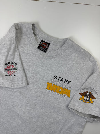 Vintage Harley Davidson Bikers Have Heart Tee Grey