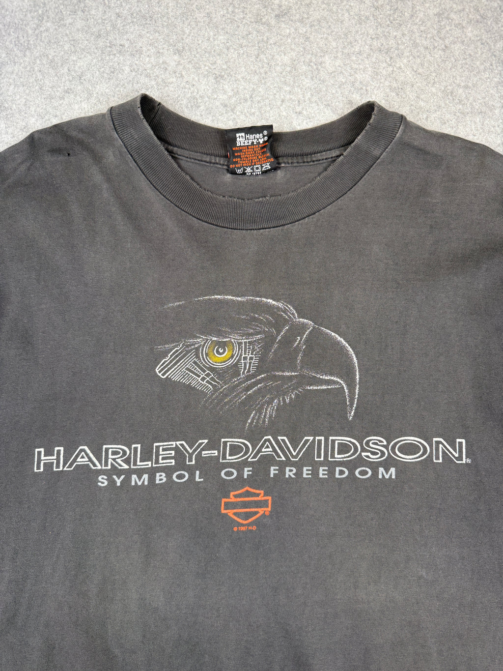 Vintage Harley Davidson Symbol Of Freedom Eagle Tee Black