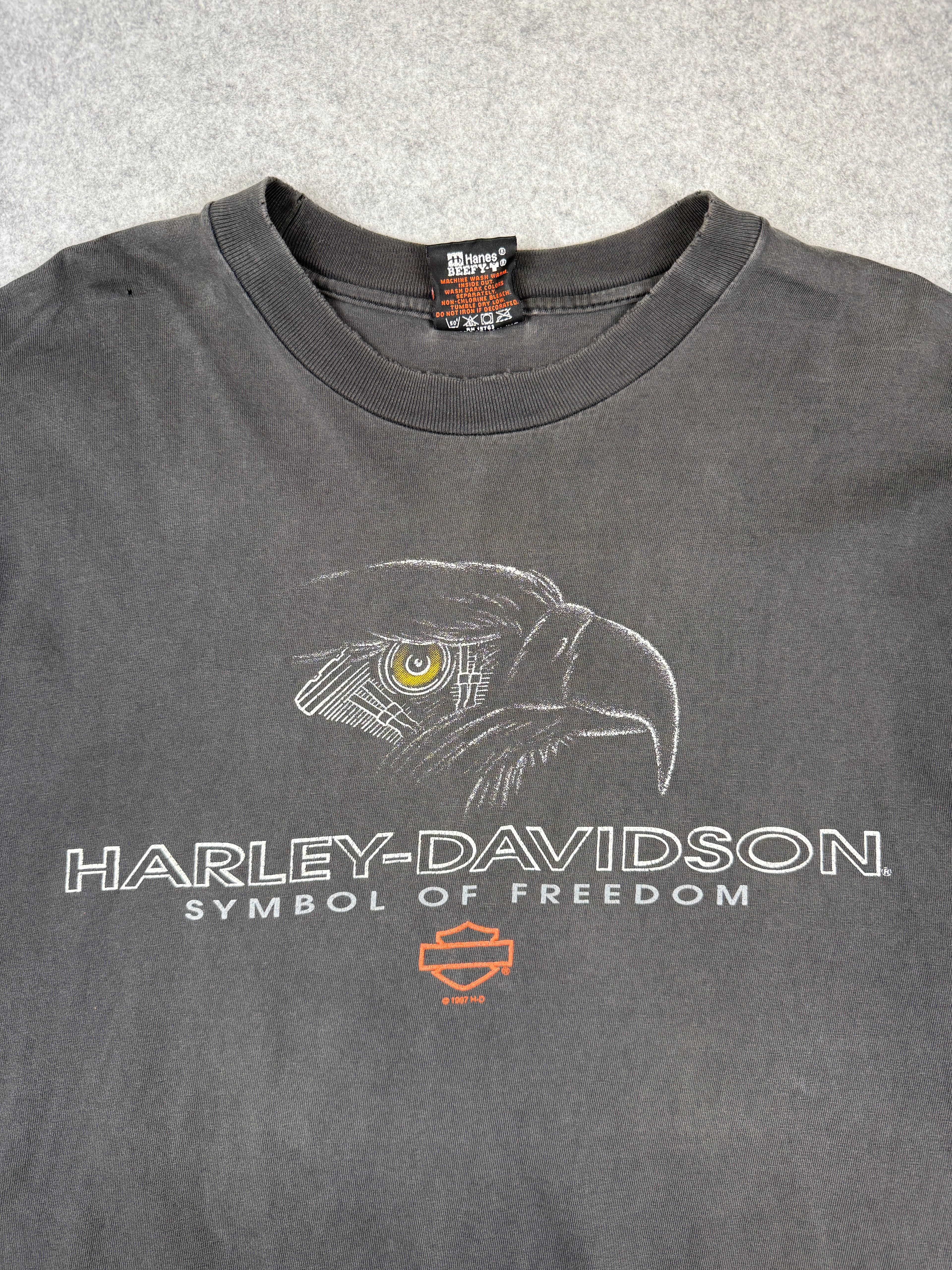 Vintage Harley Davidson Symbol Of Freedom Eagle Tee Black