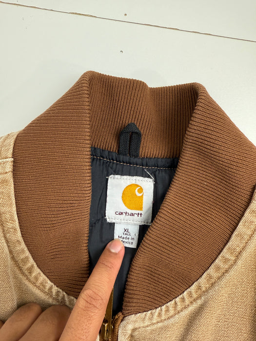 Vintage 2000s Carhartt Quilt Lined Work Vest Light Brown | Vitnage Clothing Store Canada