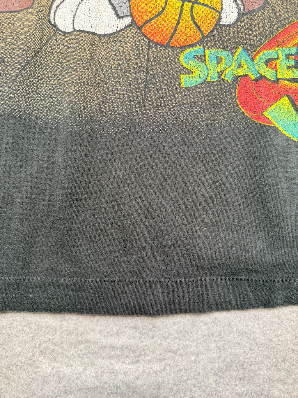 Vintage 90's Space Jam Tune Squad Sleeve Spell Out L/S Tee Black