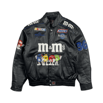 Vintage JH M&M's Nascar Leather Jacket Black