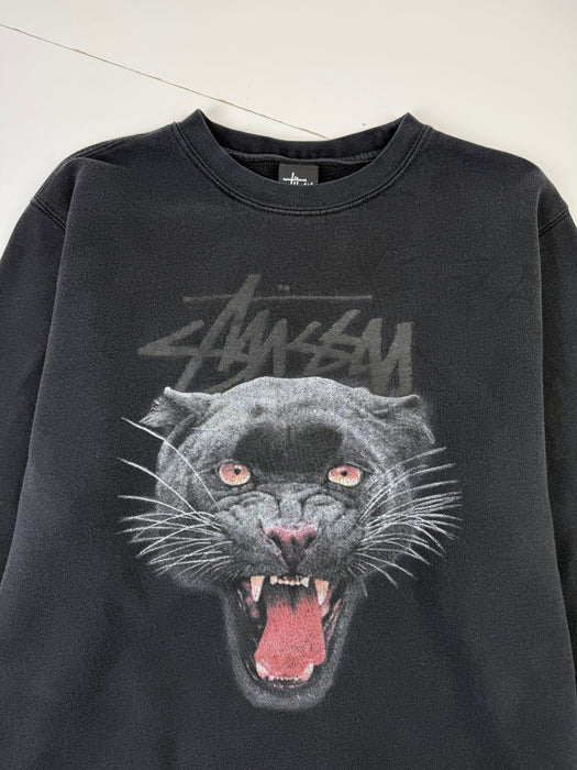 Stussy Panther Graphic Sweatshirt Black (USED) | Vitnage Clothing Store Canada