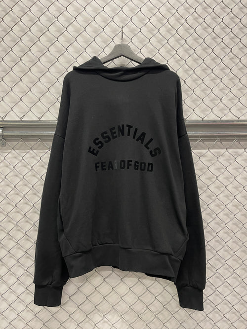 Fear of God Essentials Arch Logo Hoodie Jet Black (USED) | Vintage Clothing Store Canada