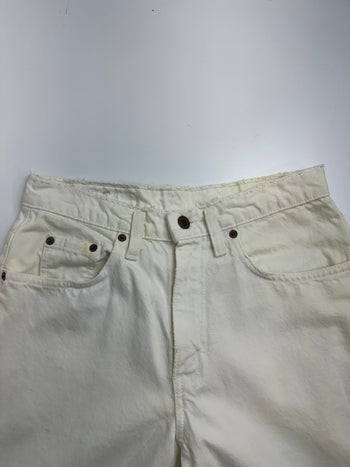 (30) Vintage Levis 535 Denim Pants White