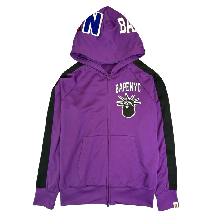 BAPE NYC Track Full Zip Hoodie Purple (USED) | Vitnage Clothing Store Canada