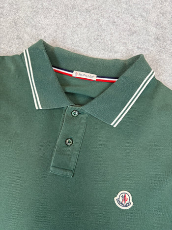 Moncler Striped Button-up Polo Shirt Green (USED)