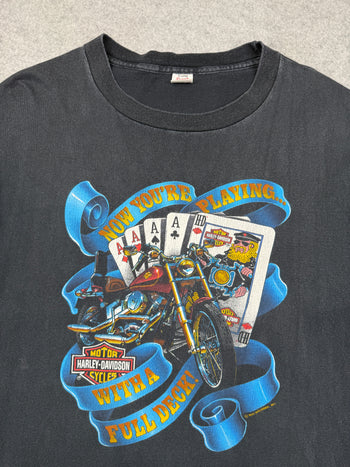 Vintage Harley Davidson Full Deck Tee Black