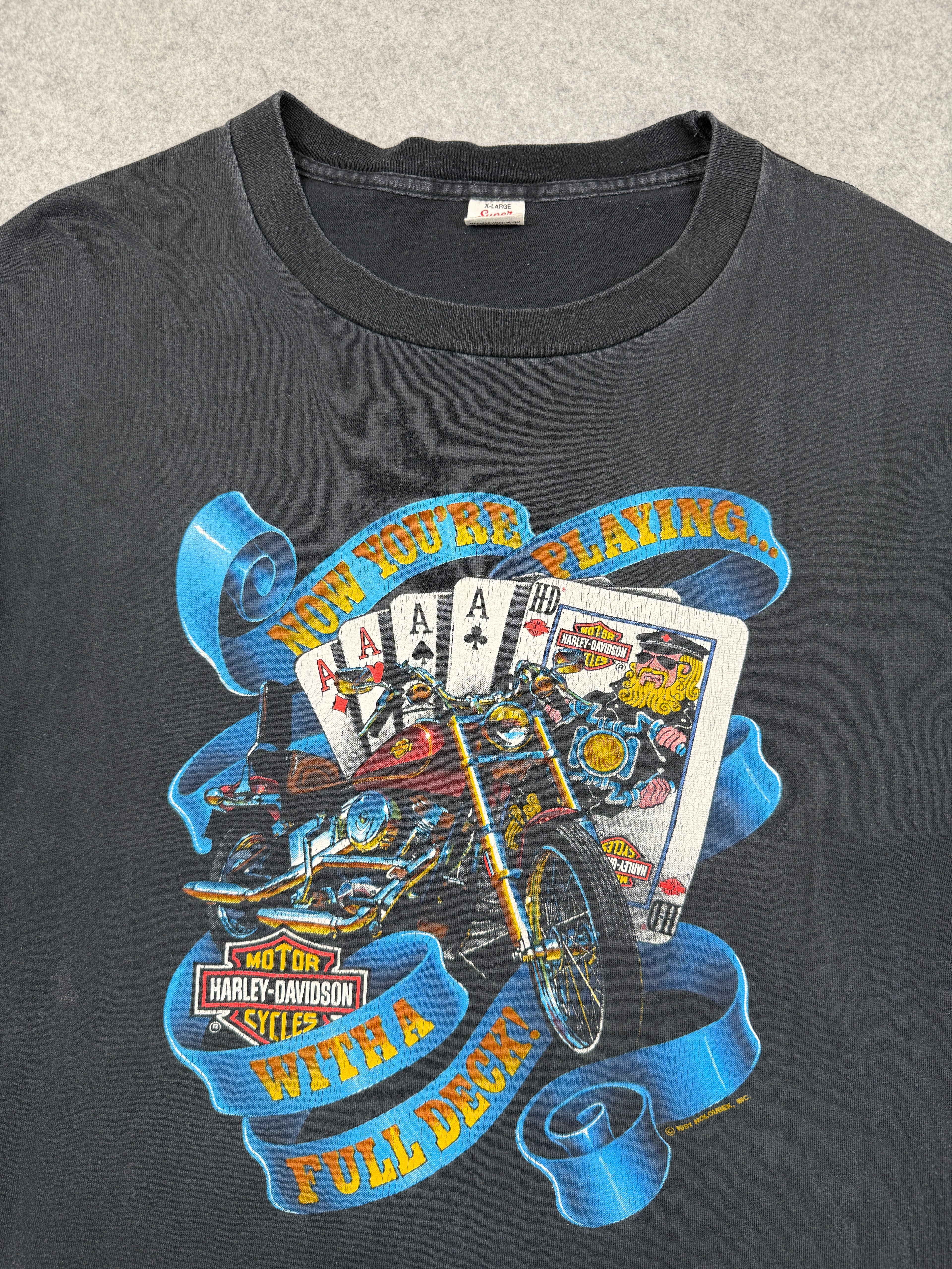 Vintage Harley Davidson Full Deck Tee Black