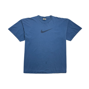 Vintage 90s Nike Mid Swoosh Tee Light Navy