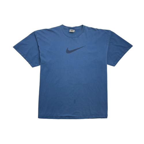 Vintage 90s Nike Mid Swoosh Tee Light Navy | Vintage Clothing Store Canada