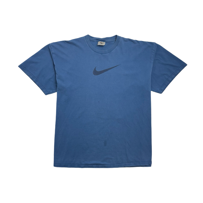 Vintage 90s Nike Mid Swoosh Tee Light Navy | Vitnage Clothing Store Canada