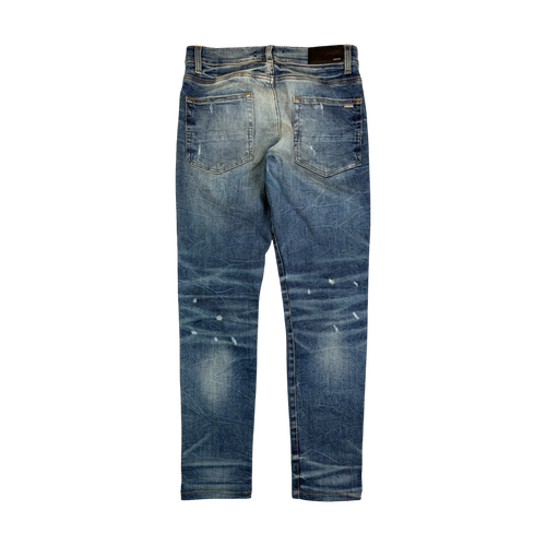 Amiri MX1 Distressed Biker Jeans Blue (USED) | Vintage Clothing Store Canada