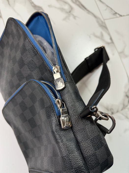 Louis Vuitton Damier Graphite Avenue Sling Bag Blue/Black | Vitnage Clothing Store Canada