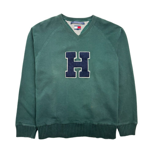 (XL) Vintage Tommy Hilfiger Sweatshirt Green | Vintage Clothing Store Canada