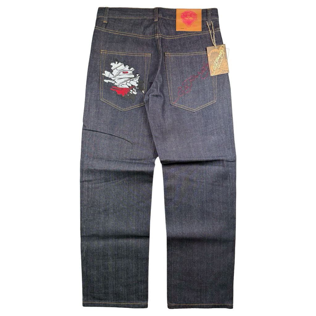Vintage Y2K Ed Hardy Mummy Embroidery Denim Jeans Black