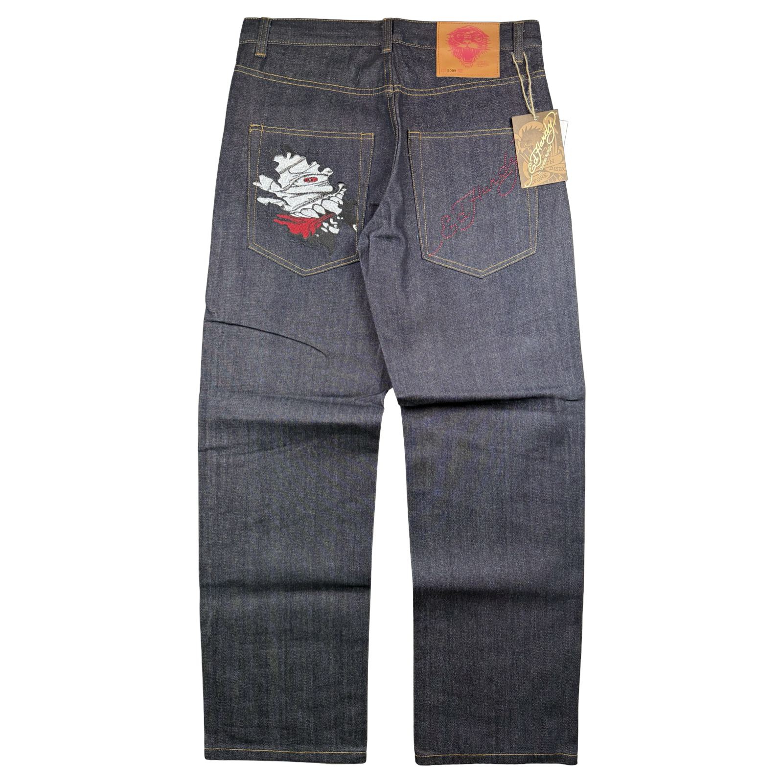 Vintage Y2K Ed Hardy Mummy Embroidery Denim Jeans Black