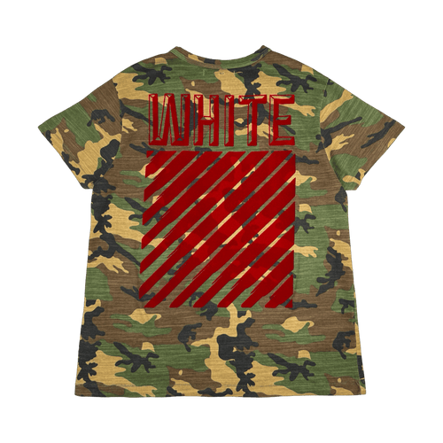 Off-White Red Velvet Tee Camo (USED) | Vintage Clothing Store Canada