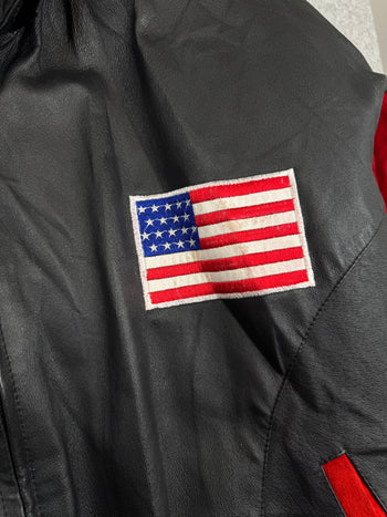 Vintage USA Flag Leather Jacket
