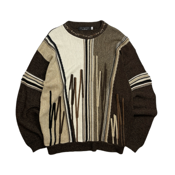 Vintage Protege 3D Textured Knit Sweater Brown