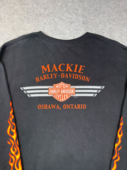 Vintage Harley Davidson Flame Dice Sleeve L/S Tee Black | Vitnage Clothing Store Canada
