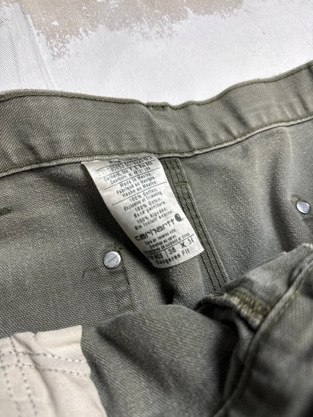 Carhartt Distressed Double Knee Carpenter Pants Olive