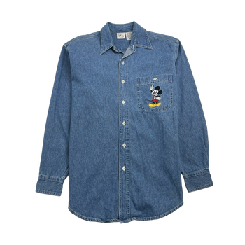 (M) Vintage Disney Mickey Mouse Denim Button Up