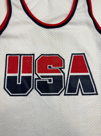 (L) Vintage 90s Team USA Basketball #5 Jersey White