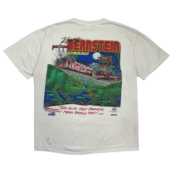 Vintage 1990’s Budweiser Kenny Bernstein Drag Racing Tee White | Vitnage Clothing Store Canada