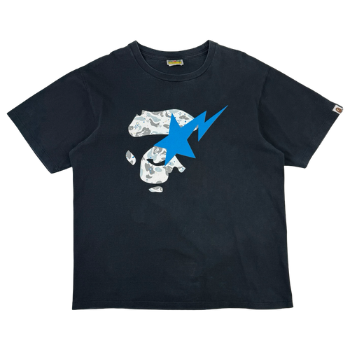 BAPE Apesta Camo Ape Head Star Tee Black (USED) | Vintage Clothing Store Canada