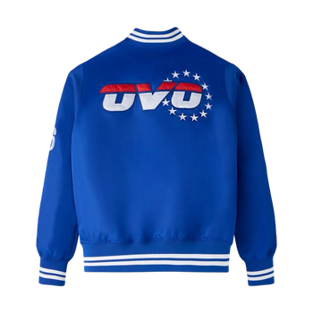 OVO Philadelphia 76ers Satin Varsity Jacket Blue