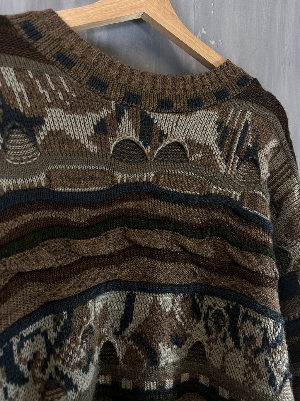 Vintage Tosani 3D Textured Knit Sweater Brown