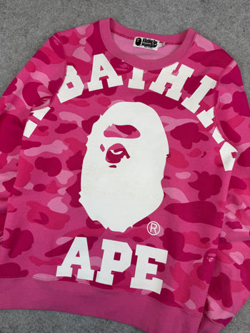 BAPE College Camo Sweatshirt Pink (USED)