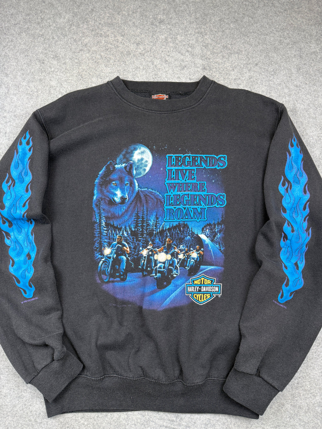 Vintage Harley Davidson Legends Live Where Legends Roam Sweatshirt Black